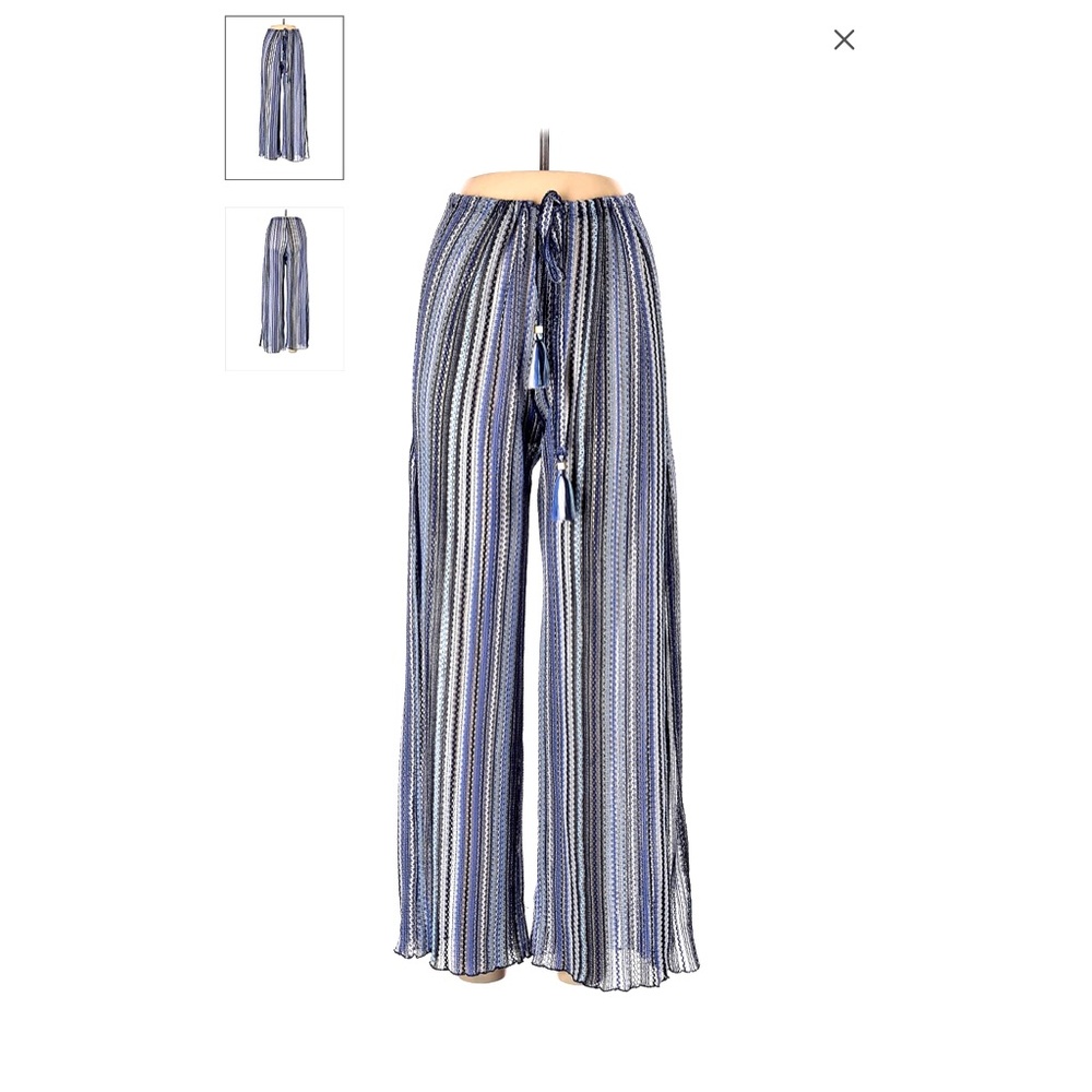 Becca dark blue stripe seaside spilt leg pants— swim cover up